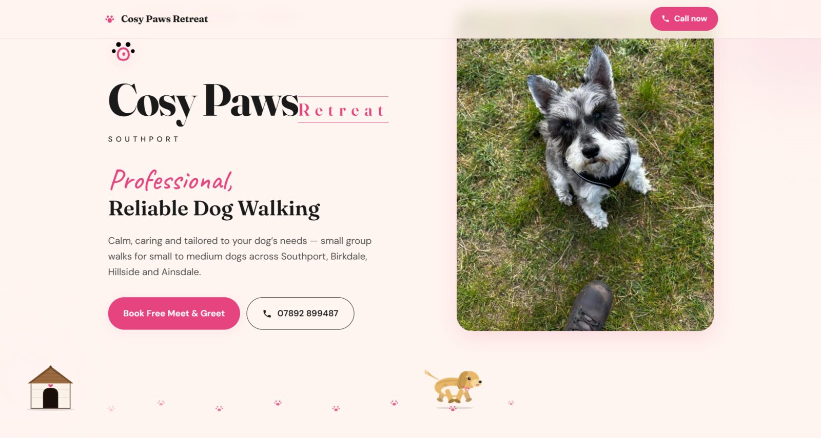 Cosy Paws Retreat one-page website