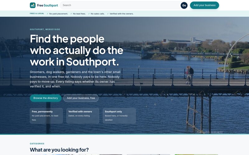 Free Southport — free business directory for the whole town, built and run by Draxiq