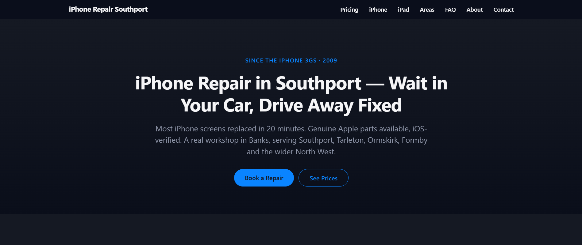 iPhone Repair Southport — local repair business site by Draxiq