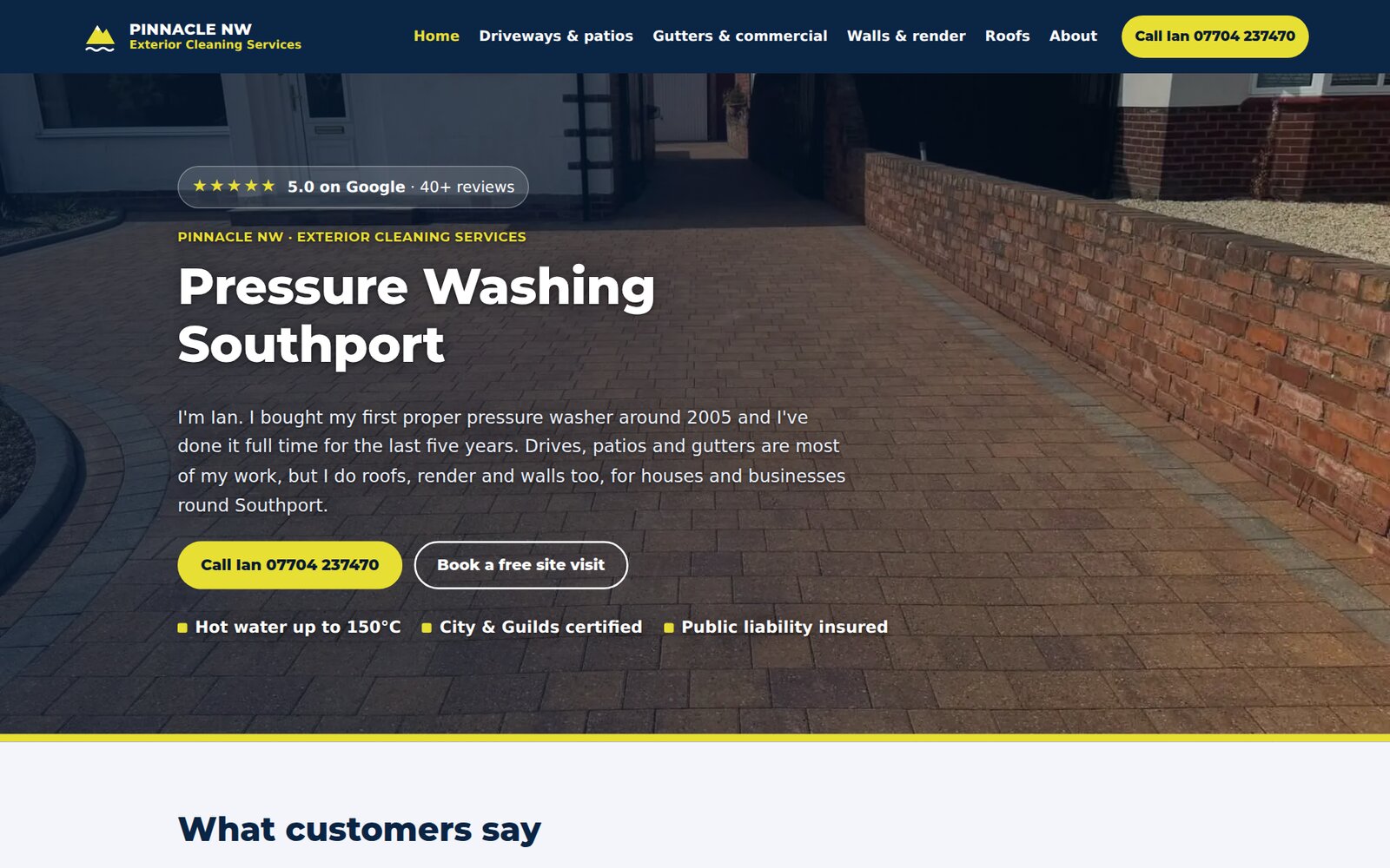 Pinnacle North West — Southport pressure washing website by Draxiq